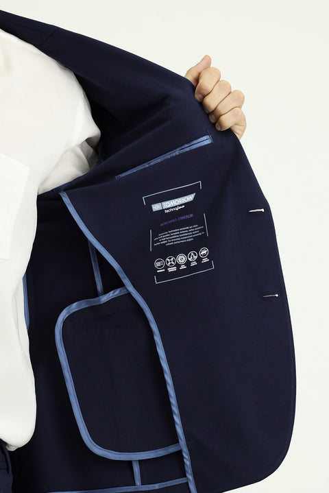 Medium Navy Techno-Line 7 Drop Slim Fit Stretch Sport Knit Jacket