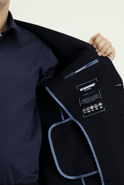 Dark Navy Techno-Line 7 Drop Slim Fit Stretch Sport Knit Jacket