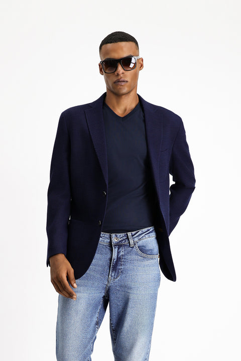 Dark Navy 6 Drop Regular Fit Standard Cut Wool Sport Italian Jacket