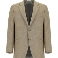 Medium Mink 4 Drop Relaxed Fit Classic Patterned Wool Jacket