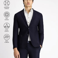 Dark Navy Techno-Line 7 Drop Super Slim Fit Extra Narrow Cut Sport Jacket