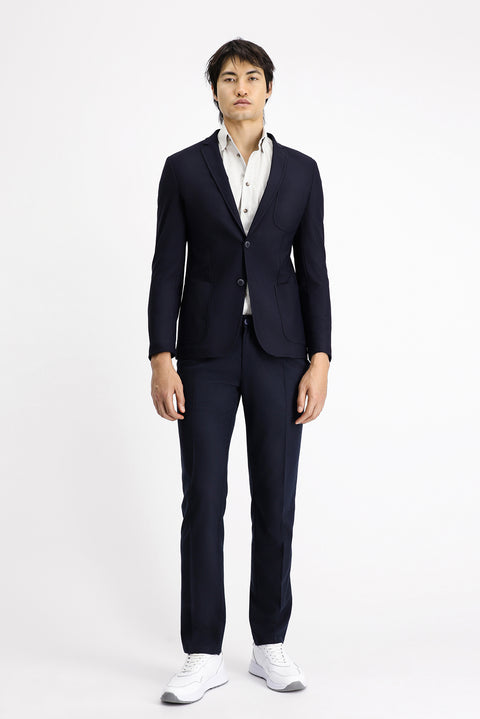 Dark Navy Techno-Line 7 Drop Super Slim Fit Extra Narrow Cut Sport Jacket