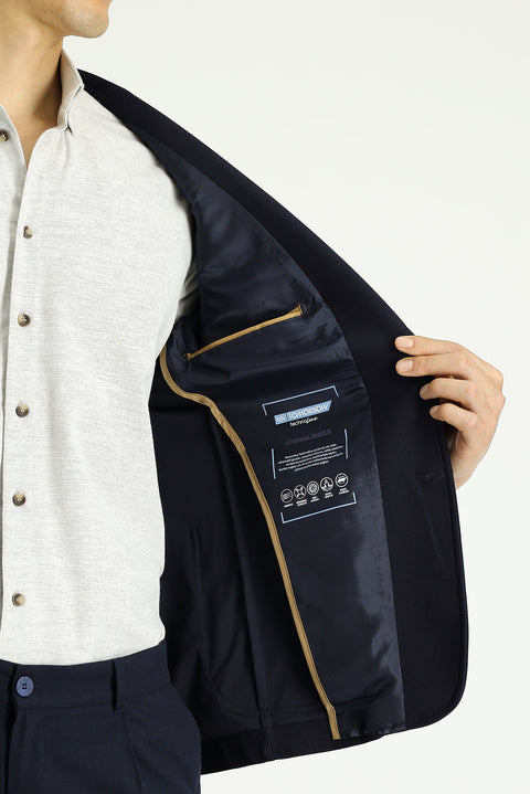 Dark Navy Techno-Line 7 Drop Super Slim Fit Extra Narrow Cut Sport Jacket