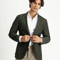 Dark Green Techno-Line 7 Drop Super Slim Fit Extra Narrow Cut Sport Jacket