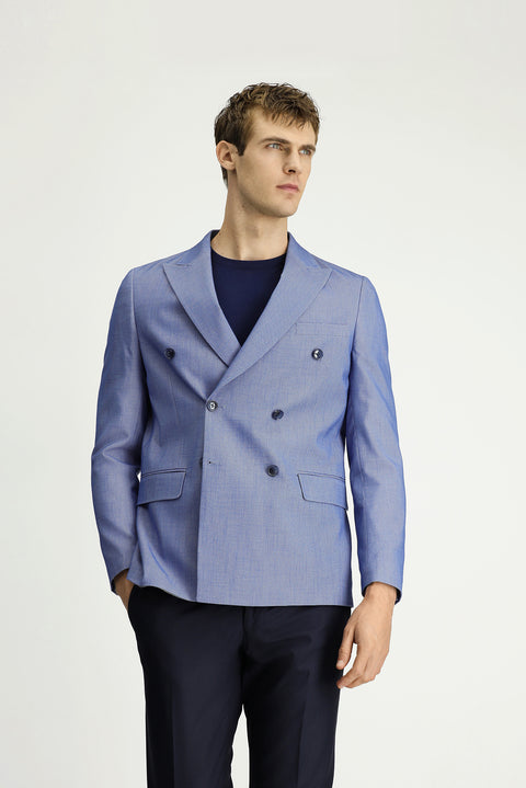 Blue 6 Drop Regular Fit Standard Cut Cotton Double-Breasted Jacket