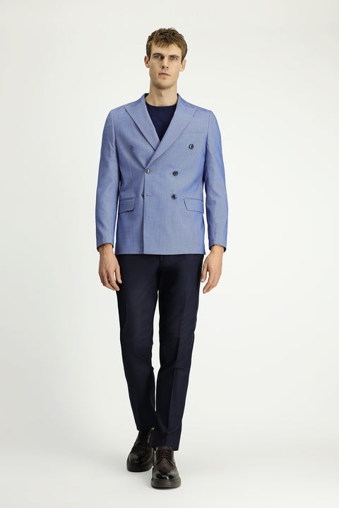 Blue 6 Drop Regular Fit Standard Cut Cotton Double-Breasted Jacket