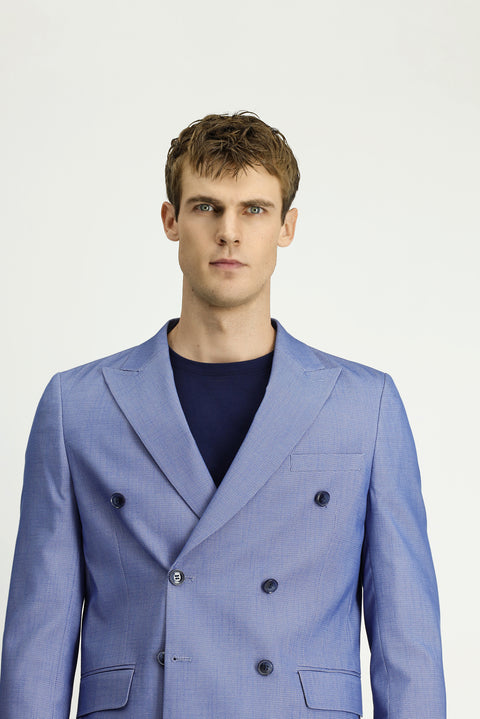 Blue 6 Drop Regular Fit Standard Cut Cotton Double-Breasted Jacket