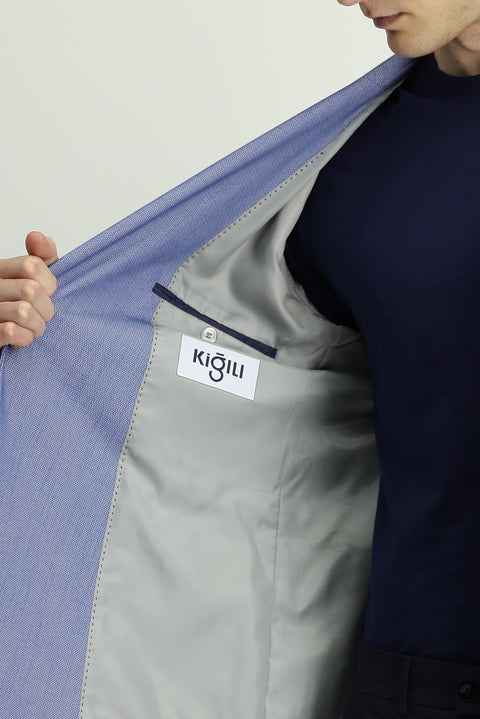 Blue 6 Drop Regular Fit Standard Cut Cotton Double-Breasted Jacket