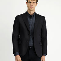 Black 6 Drop Regular Fit Standard Cut Lycra Classic Jacket