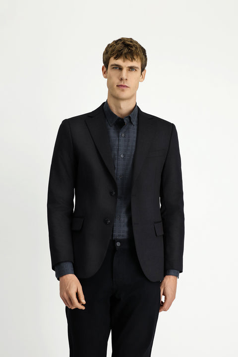 Black 6 Drop Regular Fit Standard Cut Lycra Classic Jacket