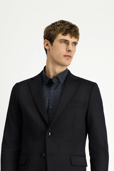 Black 6 Drop Regular Fit Standard Cut Lycra Classic Jacket