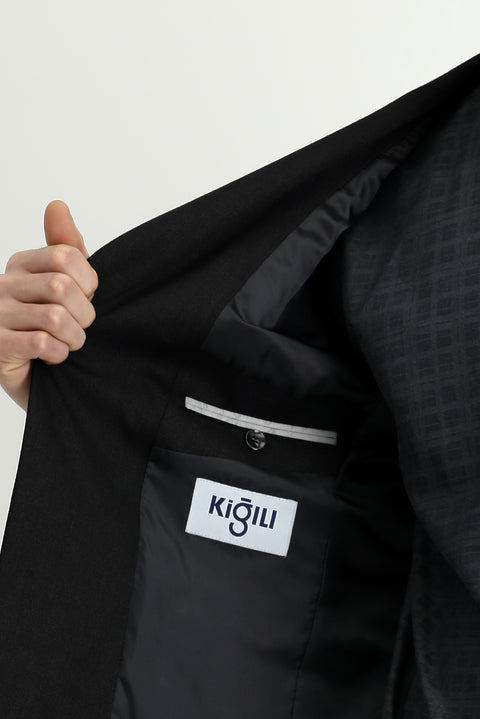 Black 6 Drop Regular Fit Standard Cut Lycra Classic Jacket