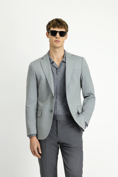 Medium Grey 6 Drop Regular Fit Classic Jacket with Lycra