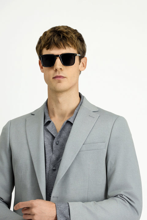 Medium Grey 6 Drop Regular Fit Classic Jacket with Lycra
