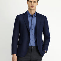 Dark Navy 6 Drop Regular Fit Classic Jacket with Lycra Fabric