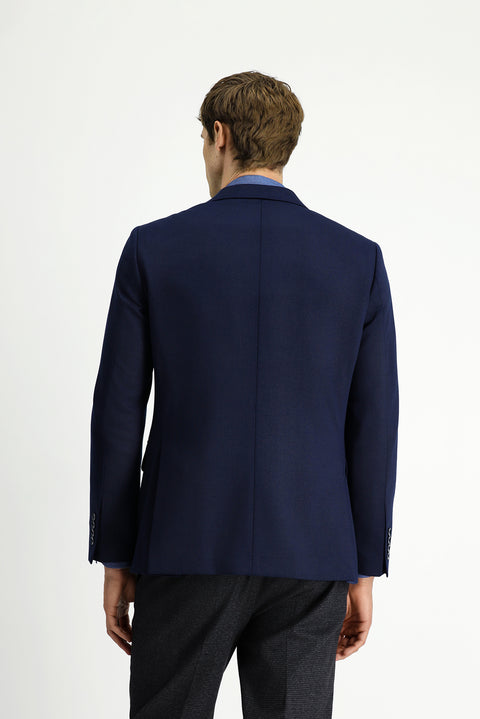 Dark Navy 6 Drop Regular Fit Classic Jacket with Lycra Fabric