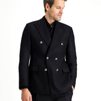 Black 7 Drop Slim Fit Patterned Double-Breasted Jacket