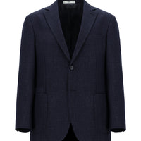 Medium Navy 6 Drop Regular Fit Patterned Wool Jacket
