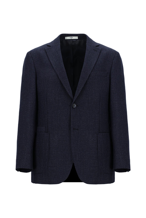 Medium Navy 6 Drop Regular Fit Patterned Wool Jacket