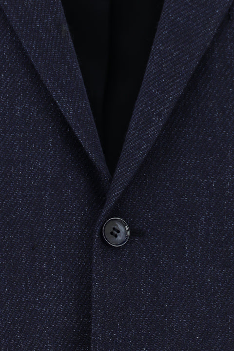 Medium Navy 4 Drop Relaxed Fit Patterned Wool Jacket