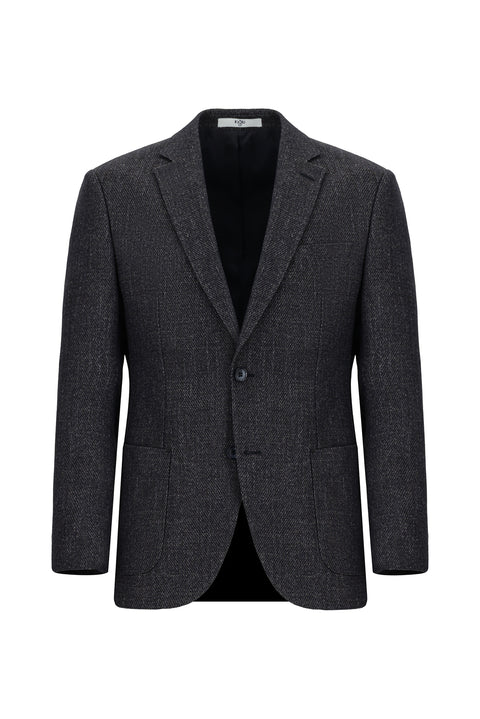 Dark Navy 7 Drop Slim Fit Patterned Wool Jacket