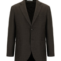 Dark Brown 4-Drop Relaxed Fit Patterned Wool Jacket