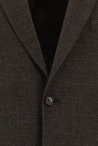  Koyu Kahve 4 Drop Relaxed Fit Rahat Kesim Desenli Yünlü Ceket