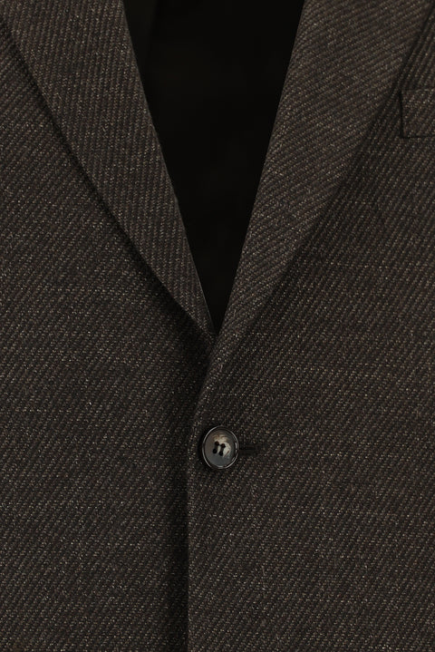 Dark Brown 4-Drop Relaxed Fit Patterned Wool Jacket