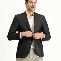 Dark Khaki 7 Drop Slim Fit Patterned Wool Jacket
