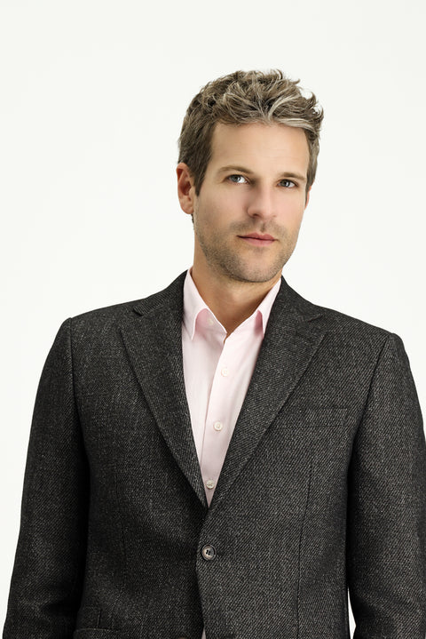 Dark Khaki 7 Drop Slim Fit Patterned Wool Jacket