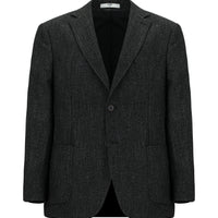 Dark Anthracite 4-Drop Relaxed Fit Patterned Wool Jacket