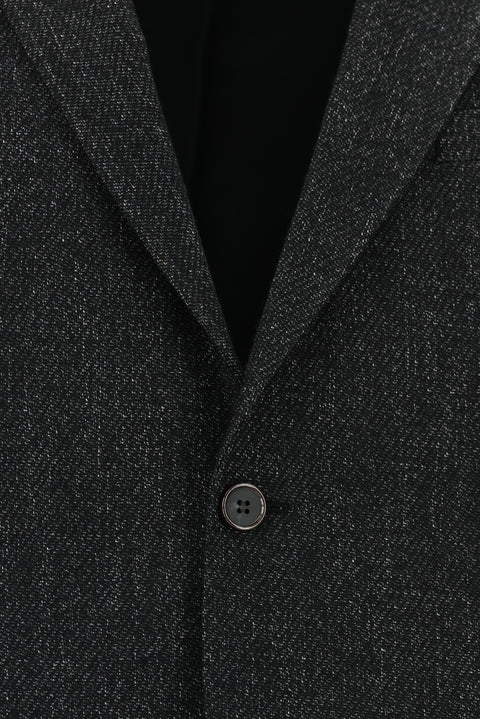 Dark Anthracite 4-Drop Relaxed Fit Patterned Wool Jacket