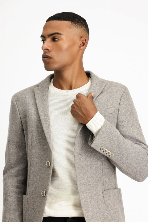Medium Beige 7 Drop Super Slim Fit Extra Narrow Cut Wool Sport Jacket