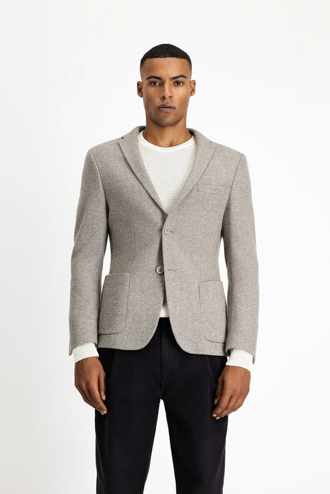 Medium Beige 7 Drop Super Slim Fit Extra Narrow Cut Wool Sport Jacket