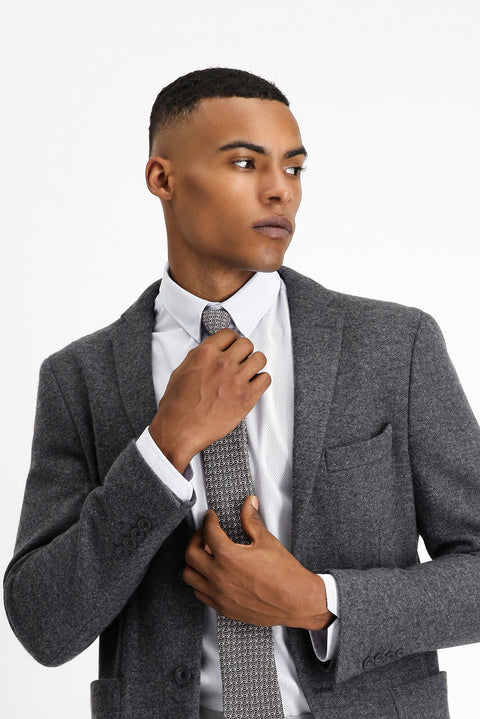 Dark Anthracite 4-Drop Relaxed Fit Wool Sport Jacket