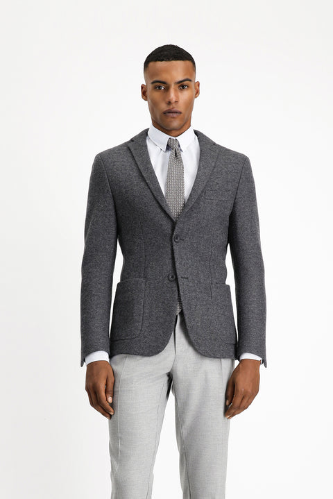 Dark Anthracite 4-Drop Relaxed Fit Wool Sport Jacket
