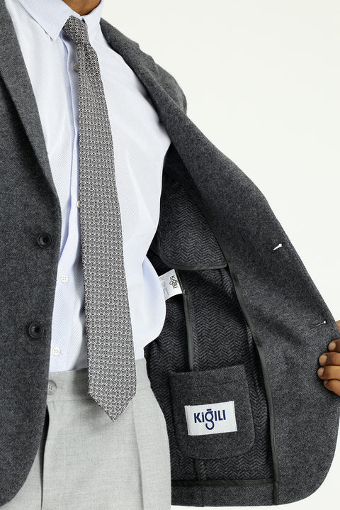Dark Anthracite 4-Drop Relaxed Fit Wool Sport Jacket