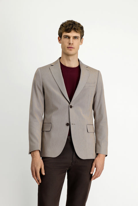 Light Brown 6 Drop Regular Fit Standard Cut Classic Patterned Jacket