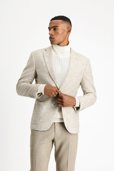 Light Grey 7 Drop Slim Fit Narrow Cut Wool Plaid Sport Italian Jacket
