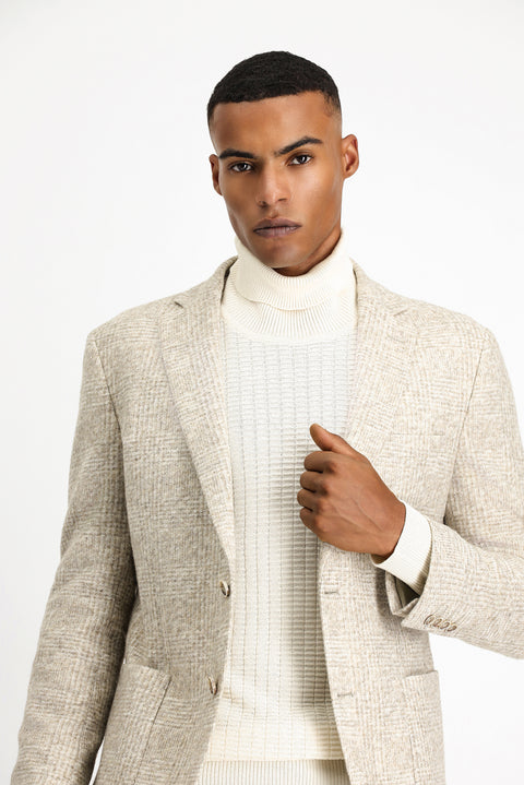 Light Grey 7 Drop Slim Fit Narrow Cut Wool Plaid Sport Italian Jacket