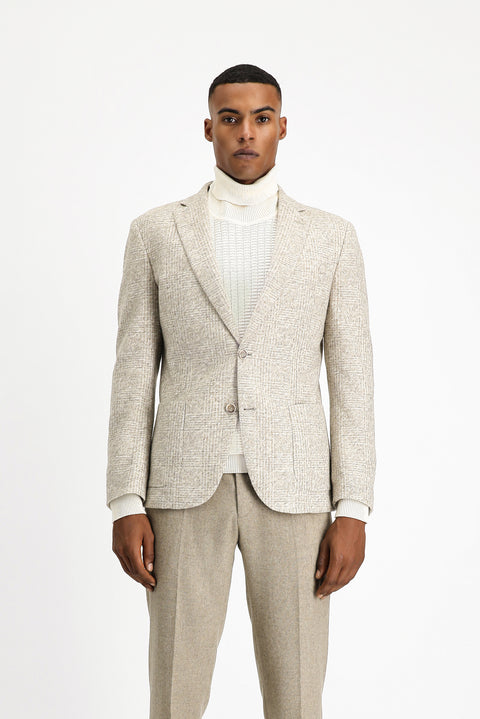 Light Grey 7 Drop Slim Fit Narrow Cut Wool Plaid Sport Italian Jacket
