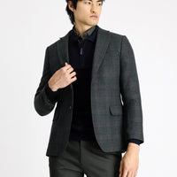 Dark Green 6 Drop Regular Fit Classic Plaid Wool Jacket