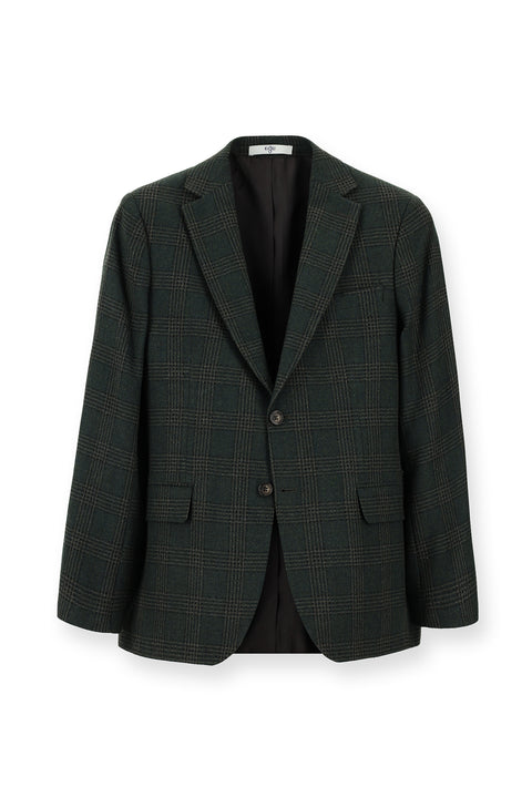 Dark Green 6 Drop Regular Fit Classic Plaid Wool Jacket