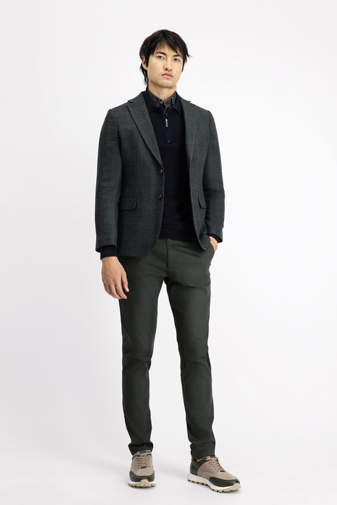 Dark Green 6 Drop Regular Fit Classic Plaid Wool Jacket