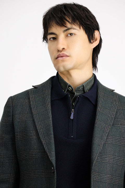 Dark Green 6 Drop Regular Fit Classic Plaid Wool Jacket