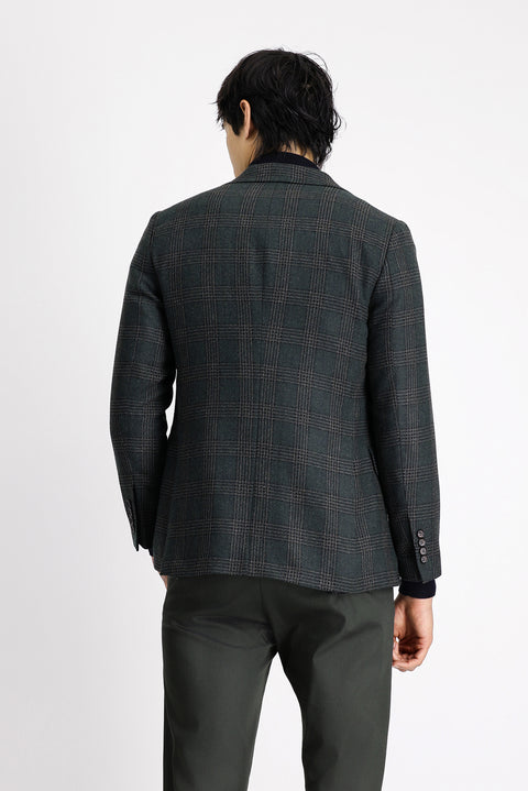 Dark Green 6 Drop Regular Fit Classic Plaid Wool Jacket