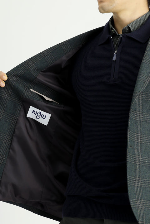 Dark Green 6 Drop Regular Fit Classic Plaid Wool Jacket