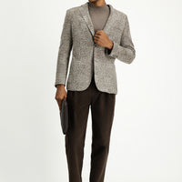 Medium Brown 6 Drop Regular Fit Standard Cut Plaid Wool Jacket