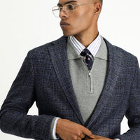 Medium Navy 6 Drop Regular Fit Standard Cut Patterned Sport Wool Jacket