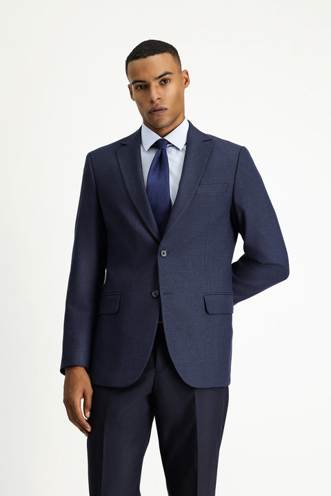 Dark Navy 6 Drop Regular Fit Classic Patterned Jacket